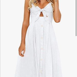 White dress perfect for a bachelorette brunch!